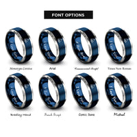 font options for inside engraving on blue & grey racing keelboat rings