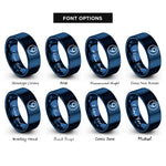 font options for inside engraving on blue racing number circle rings