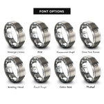 font options for inside engraving on grey racing number circle rings