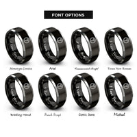 font options for inside engraving on black & silver racing roundel rings
