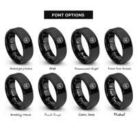 font options for inside engraving on black racing steering wheel rings