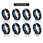 font options for inside engraving on black & blue & grey racing stripes rings
