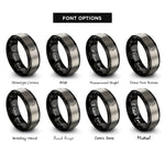 font options for inside engraving on black & grey racing suit rings