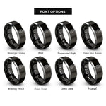 font options for inside engraving on black & grey racing suit rings