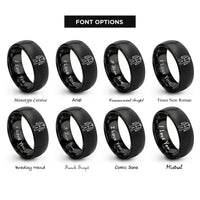 font options for inside engraving on black racing suit rings