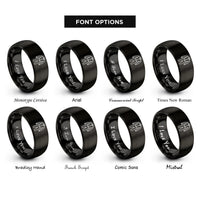 font options for inside engraving on black racing suit rings