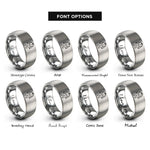 font options for inside engraving on silver racing suit rings