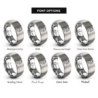 font options for inside engraving on silver racing suit rings
