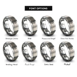 font options for inside engraving on silver racing suit rings