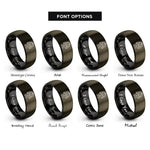 font options for inside engraving on gunmetal & black racing suit rings