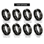 font options for inside engraving on black & gray racing trophy rings