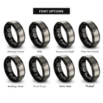 font options for inside engraving on black & silver racing wheelchair rings