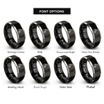 font options for inside engraving on black & gray racing wheelchair rings