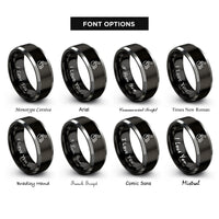 font options for inside engraving on black & gray racing wheelchair rings
