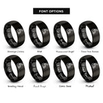 font options for inside engraving on black racing wheelchair rings