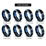 font options for inside engraving on blue & grey racquetball ball racquet rings