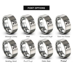 font options for inside engraving on grey racquetball ball racquet rings
