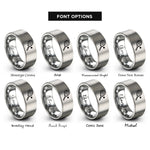 font options for inside engraving on grey racquetball racquet ball rings