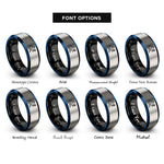 font options for inside engraving on black & blue & grey racquetball swing rings
