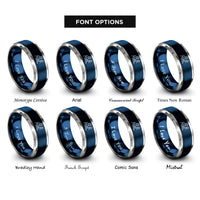 font options for inside engraving on blue & gray racquetball swing rings