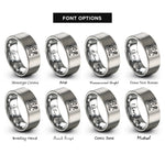 font options for inside engraving on grey racquetball swing rings