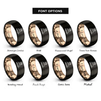 font options for inside engraving on black & rose gold rad dad rings
