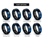 font options for inside engraving on black & blue radar echo spiral rings