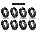 font options for inside engraving on black & gray radar echo spiral rings