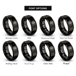 font options for inside engraving on black radar echo spiral rings