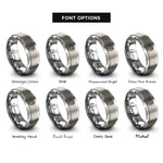 font options for inside engraving on gray radar echo spiral rings