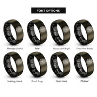 font options for inside engraving on gunmetal & black radar echo spiral rings