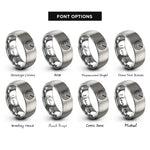 font options for inside engraving on silver radar sweep rings