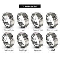 font options for inside engraving on silver radar sweep rings