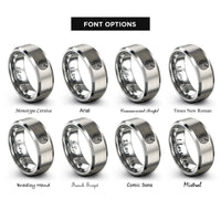 font options for inside engraving on silver radar sweep rings