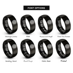font options for inside engraving on black radiating rings rings