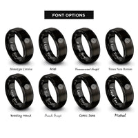 font options for inside engraving on black radiating rings rings