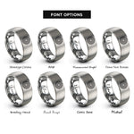 font options for inside engraving on gray radiating rings rings
