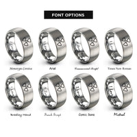 font options for inside engraving on gray radiation rings