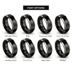 font options for inside engraving on black & silver radiation symbol rings