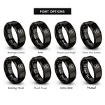 font options for inside engraving on black radiation symbol rings