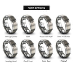 font options for inside engraving on grey radiation symbol rings