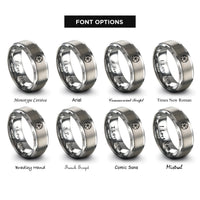 font options for inside engraving on grey radiation symbol rings