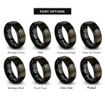 font options for inside engraving on gunmetal & black radiation symbol rings