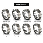 font options for inside engraving on grey radiation trefoil rings