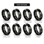 font options for inside engraving on black & silver radiator rings