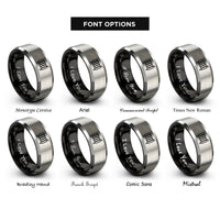 font options for inside engraving on black & gray radiator rings