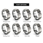 font options for inside engraving on silver radiator rings