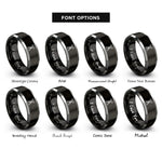 font options for inside engraving on black & grey radio antenna tower rings