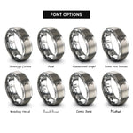 font options for inside engraving on gray radio antenna tower rings