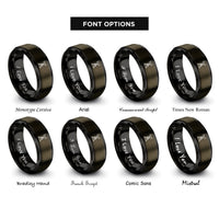 font options for inside engraving on gunmetal & black radio antenna tower rings